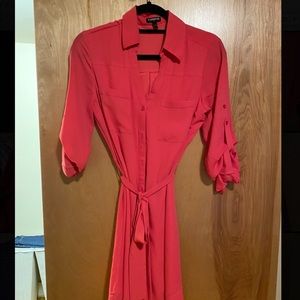 Hot pink button down dress